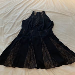 BCBG Maxazria black mini fit and flare cocktail dress